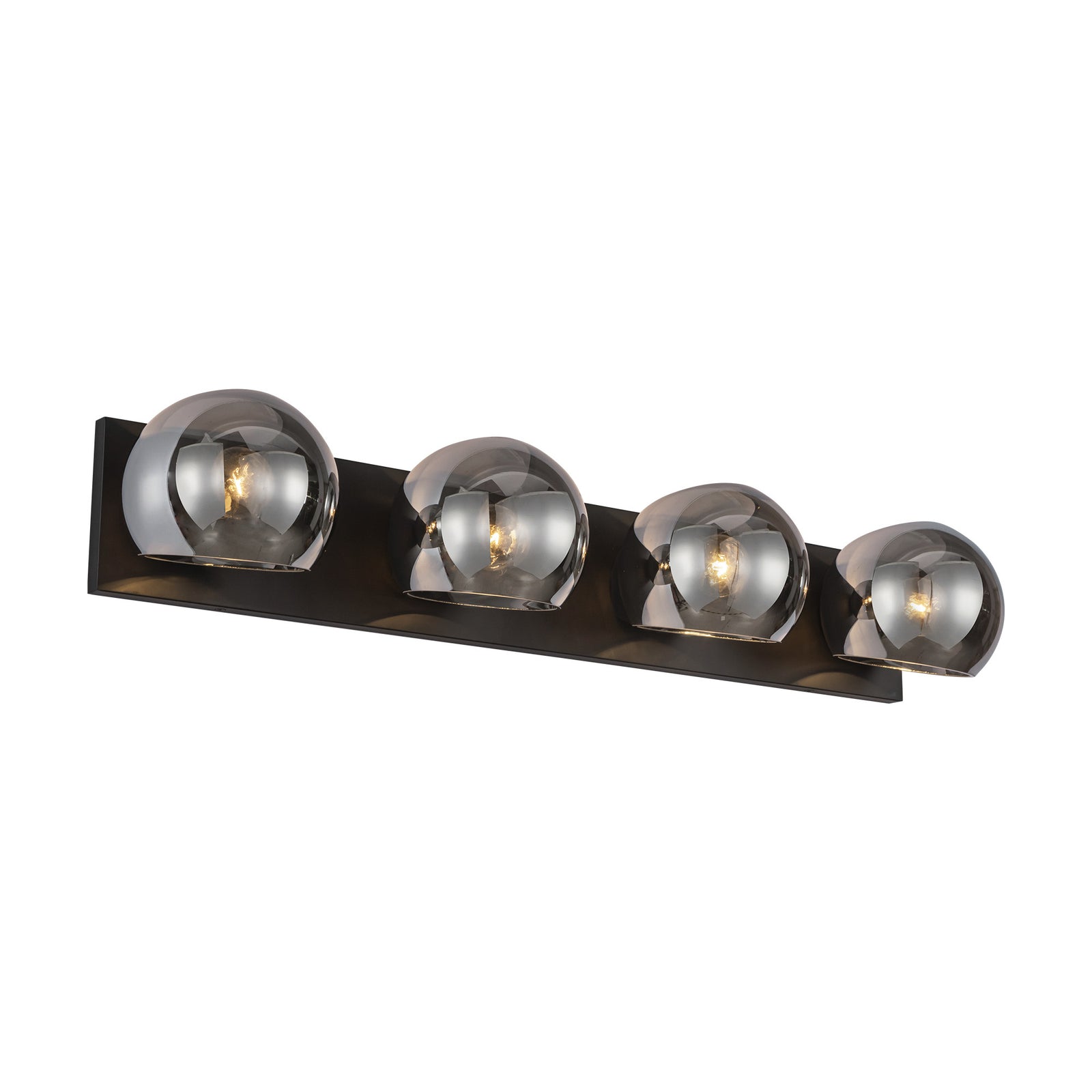Willow 31-in Matte Black/Smoked Solid Glass 4 Lights Vanity