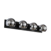 Willow 31-in Matte Black/Smoked Solid Glass 4 Lights Vanity