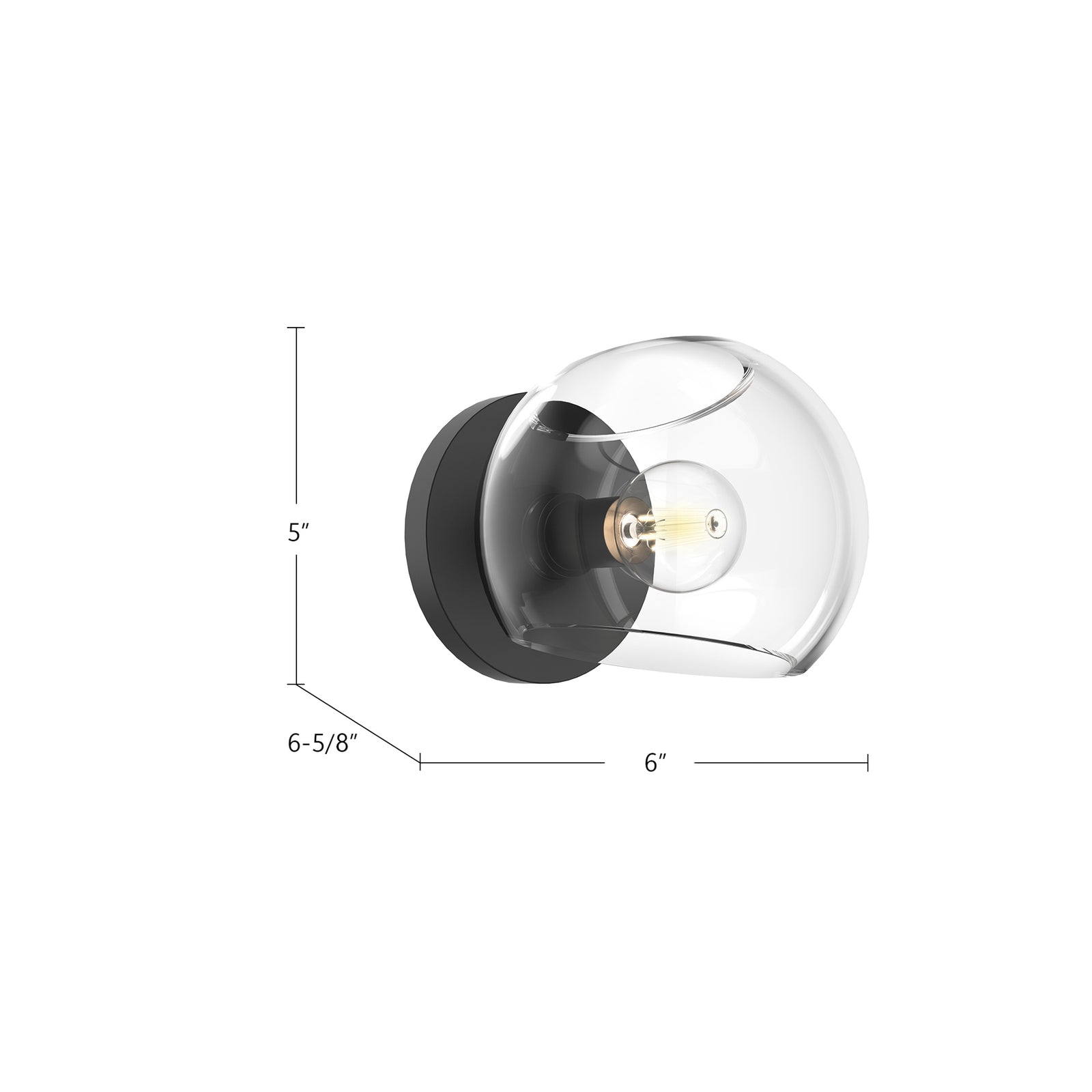 Willow 6-in Matte Black/Smoked Solid Glass 1 Light Wall/Vanity