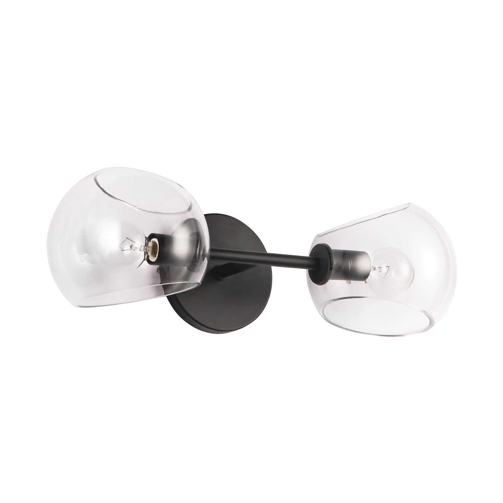 Willow 17-in Clear Glass/Matte Black 2 Lights Wall/Vanity