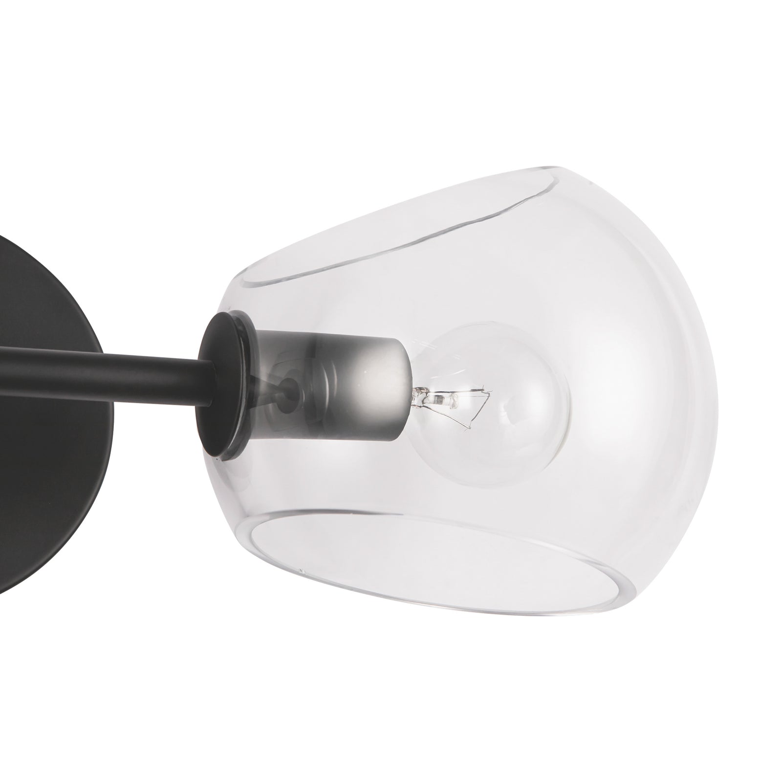 Willow 17-in Clear Glass/Matte Black 2 Lights Wall/Vanity