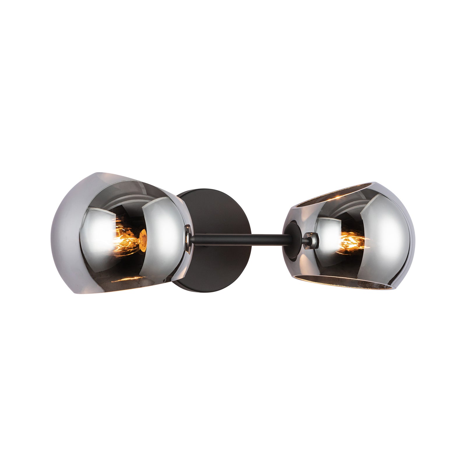 Willow 17-in Matte Black/Smoked Solid Glass 2 Lights Wall/Vanity