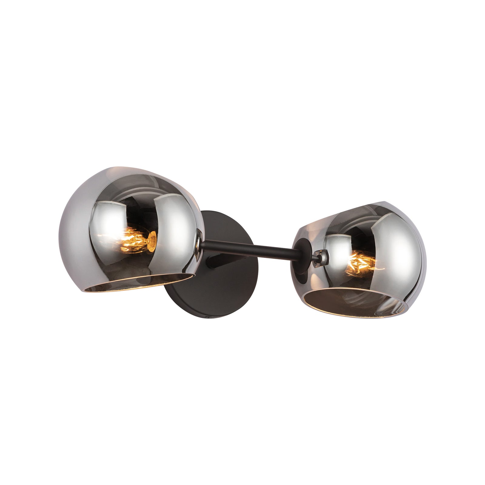Willow 17-in Matte Black/Smoked Solid Glass 2 Lights Wall/Vanity