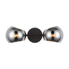 Willow 17-in Matte Black/Smoked Solid Glass 2 Lights Wall/Vanity