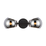Willow 17-in Matte Black/Smoked Solid Glass 2 Lights Wall/Vanity