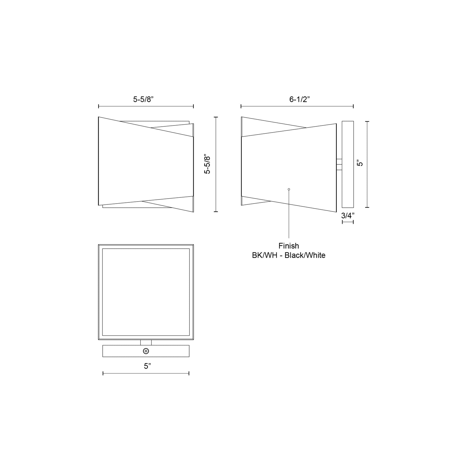Cubix 5-in Black/White LED Wall Sconce