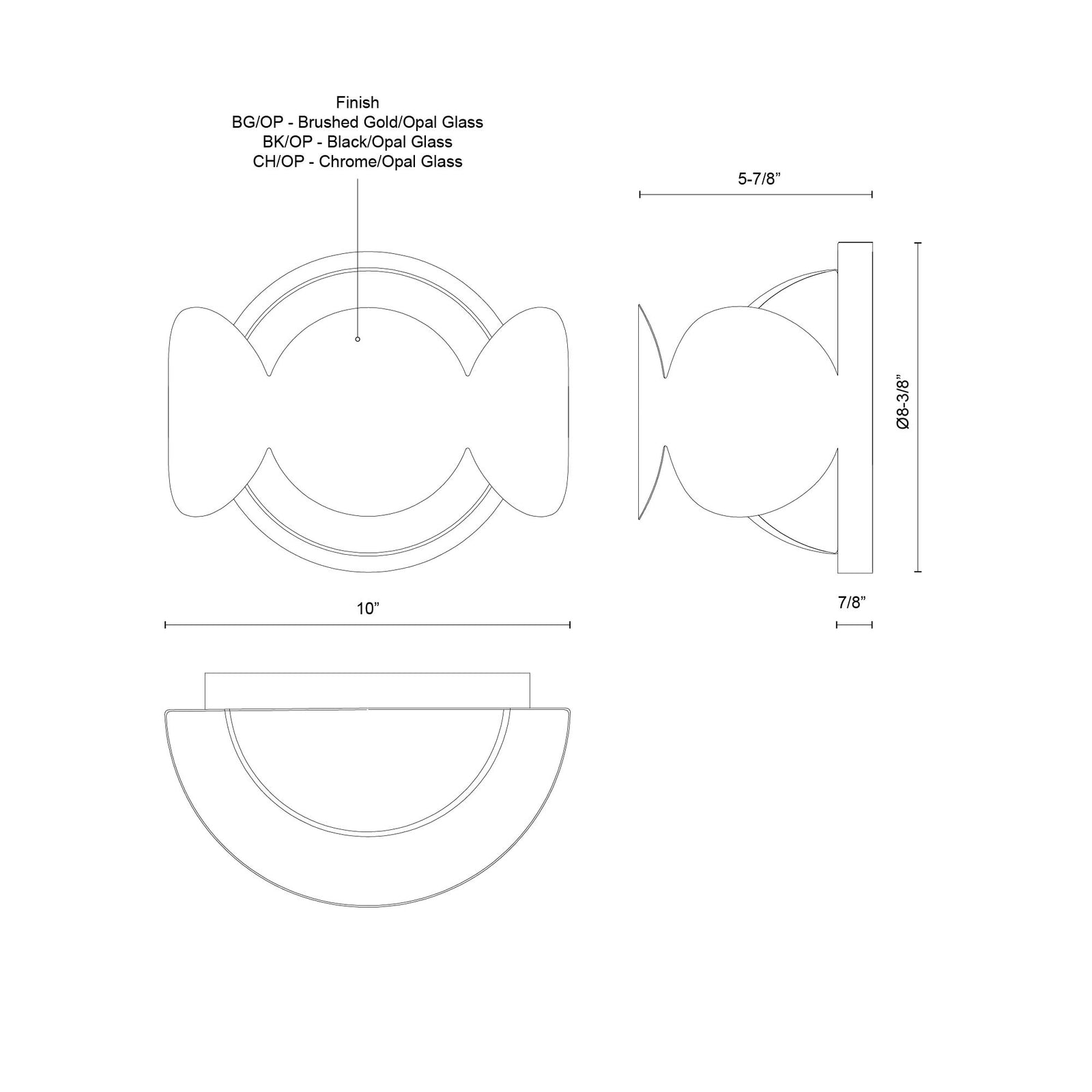 Ciel 10-in Chrome/Opal Glass Socket Wall Sconce