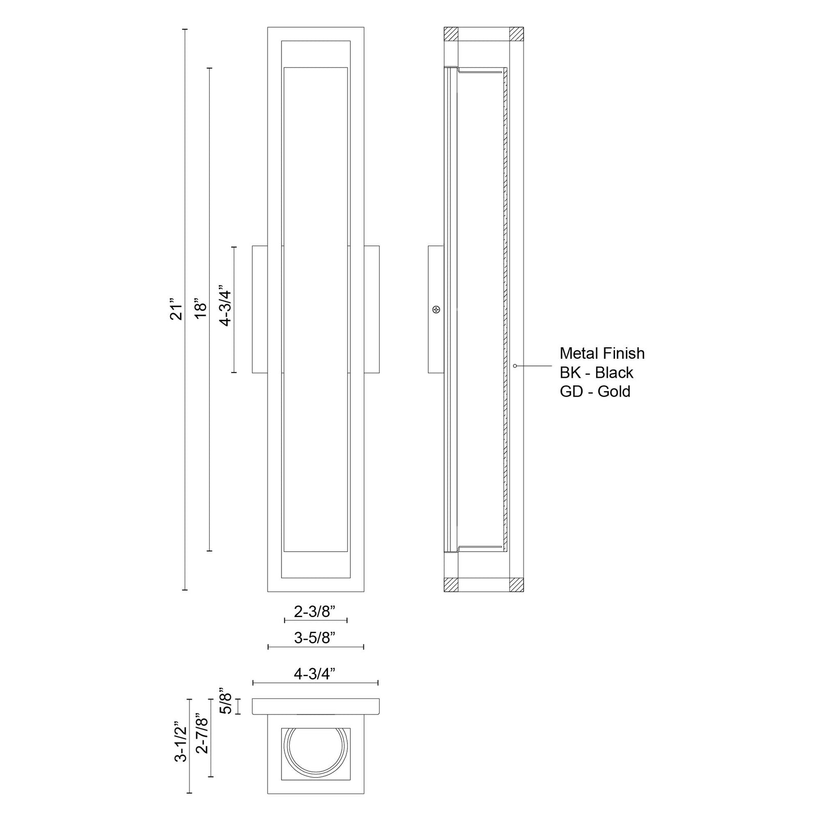 Lochwood 21-in Black LED Wall Sconce