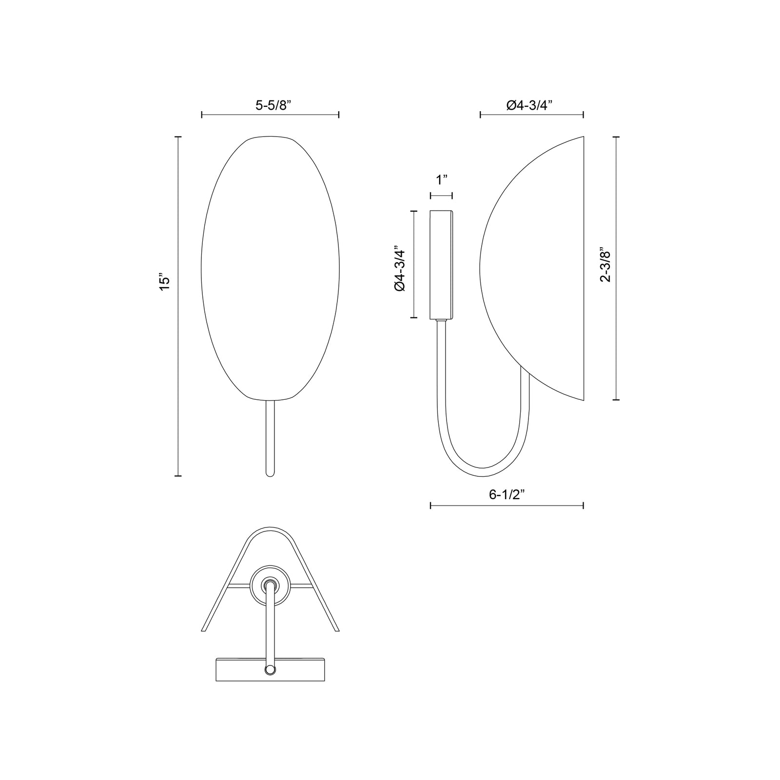 Seno 6-in Matte Black 1 Light Wall/Vanity
