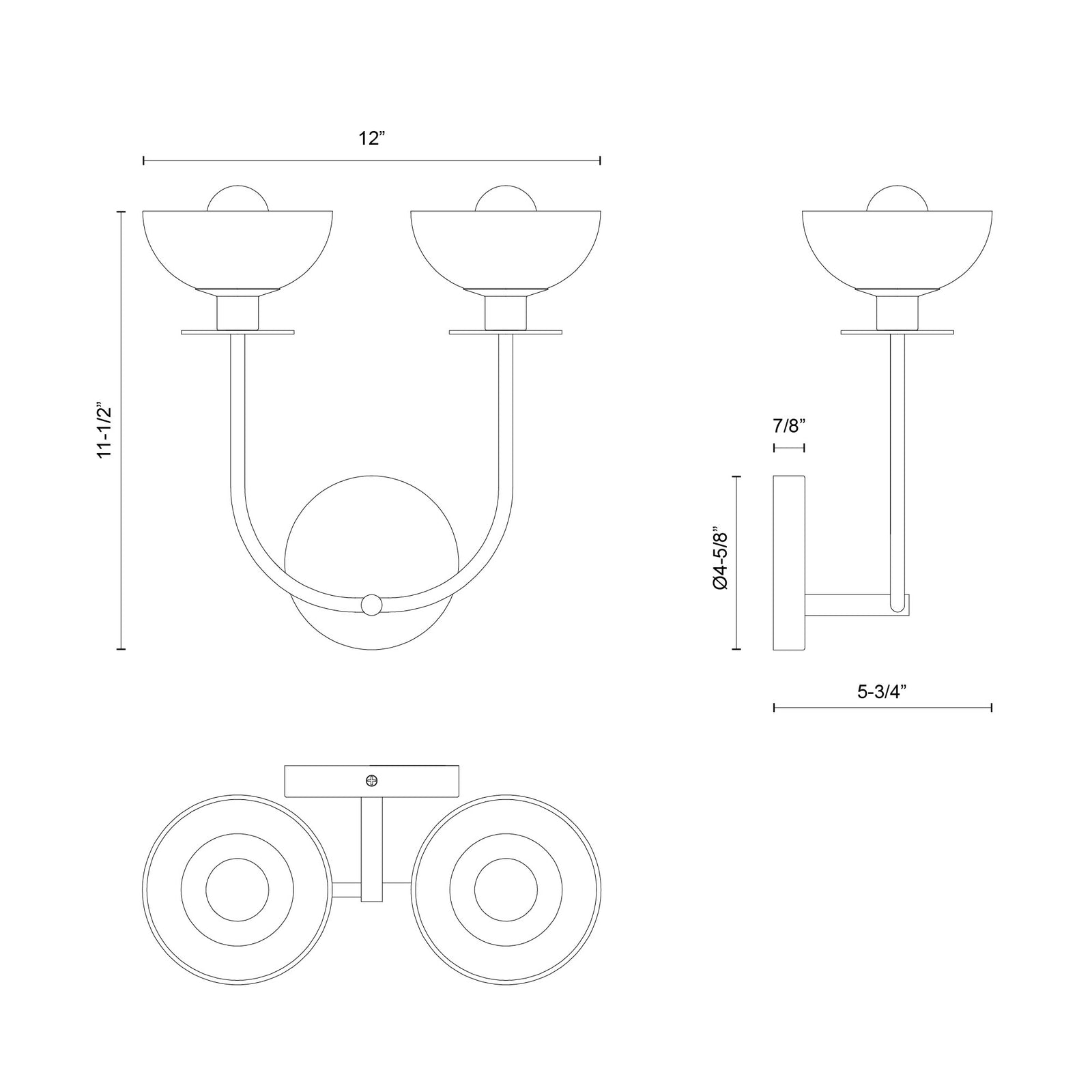 Sylvia 12-in Matte Black/Clear Glass 2 Lights Wall Vanity