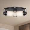Wynwood 17-in Urban Bronze/Glossy Opal 3 Lights Flush Mount