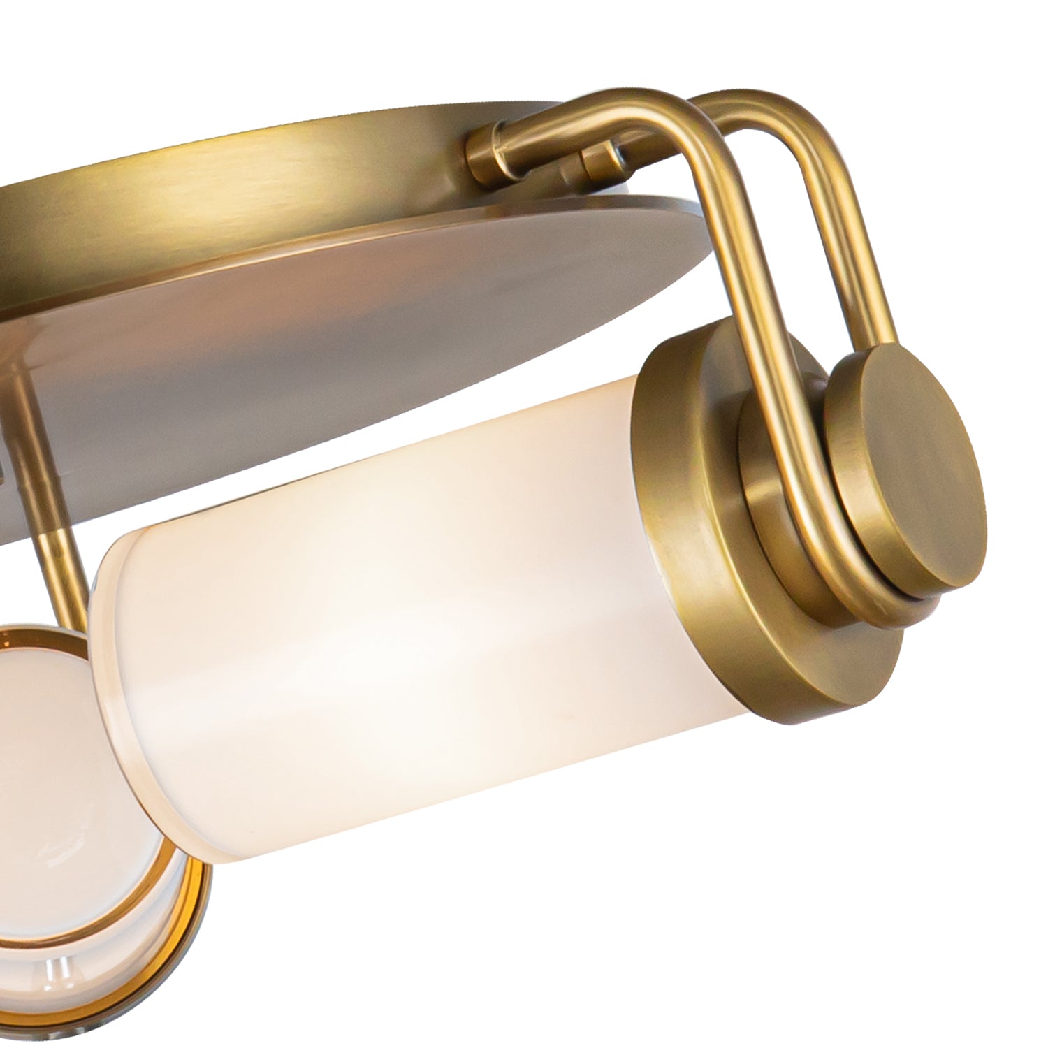 Wynwood 17-in Vintage Brass/Glossy Opal 3 Lights Flush Mount