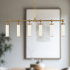 Wynwood 52-in Vintage Brass/Glossy Opal 6 Lights Linear Pendant