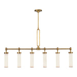 Wynwood 52-in Vintage Brass/Glossy Opal 6 Lights Linear Pendant