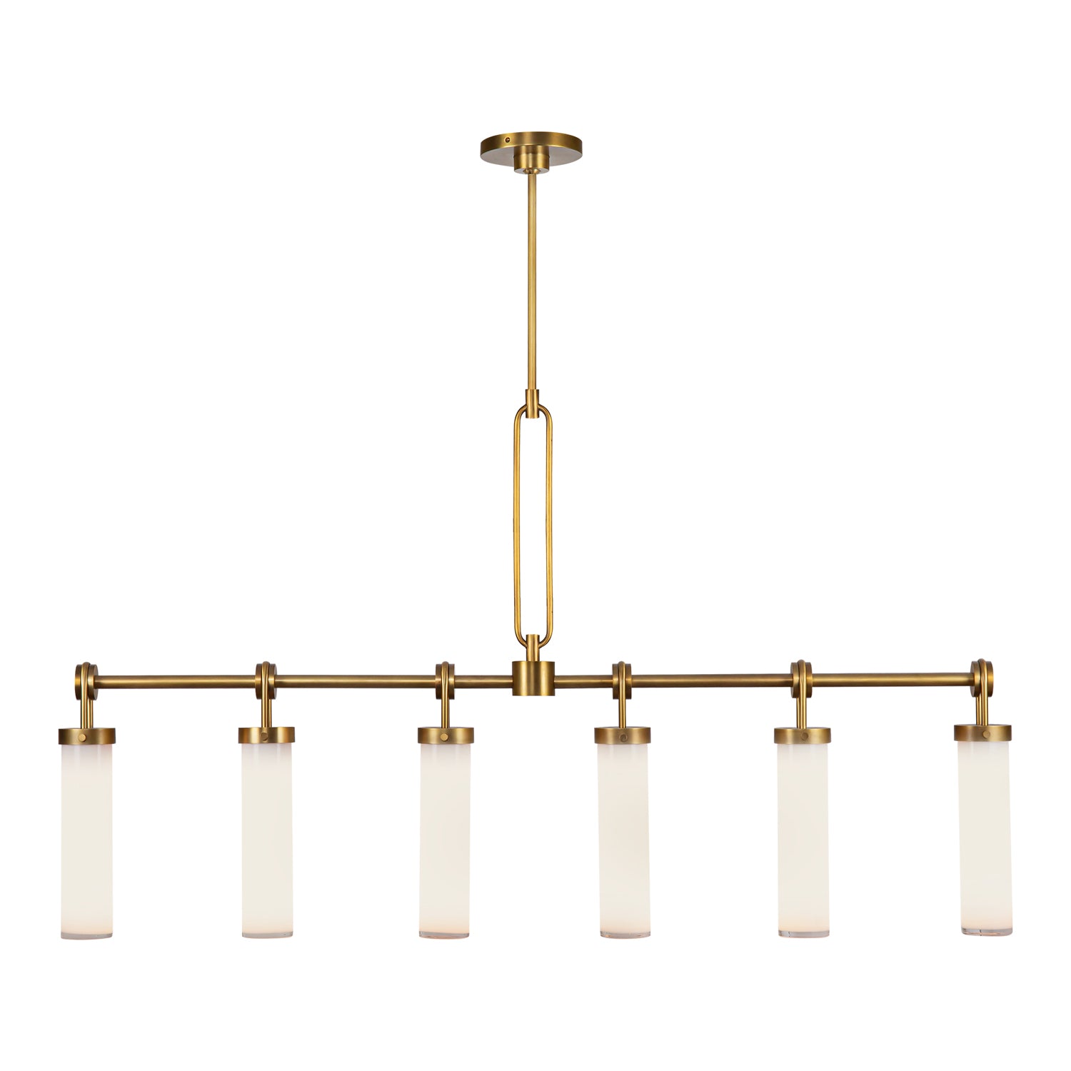 Wynwood 52-in Vintage Brass/Glossy Opal 6 Lights Linear Pendant