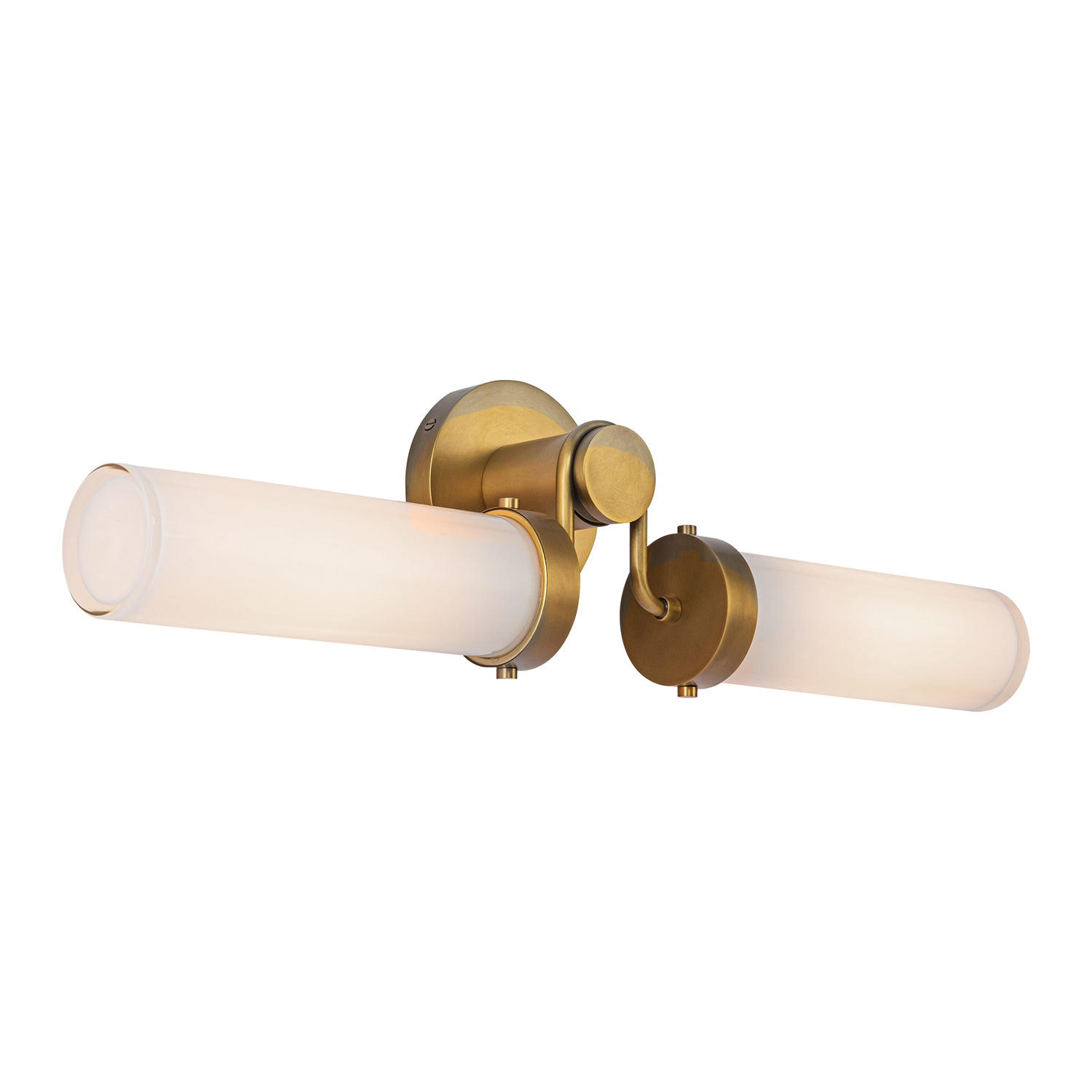Wynwood 23-in Vintage Brass/Glossy Opal 2 Lights Wall/Vanity
