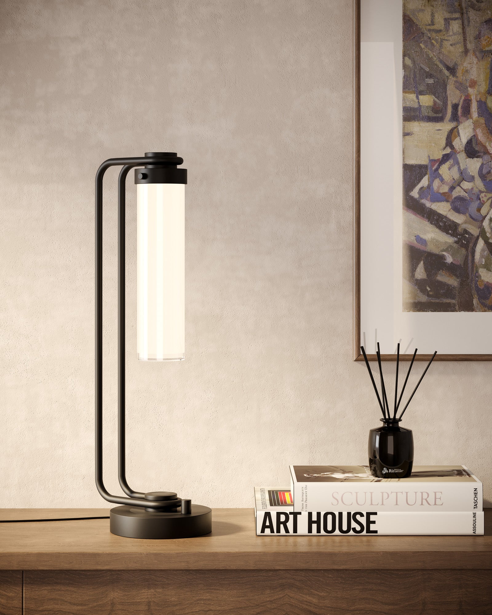 Wynwood 22-in Urban Bronze/Glossy Opal 1 Light Table Lamp
