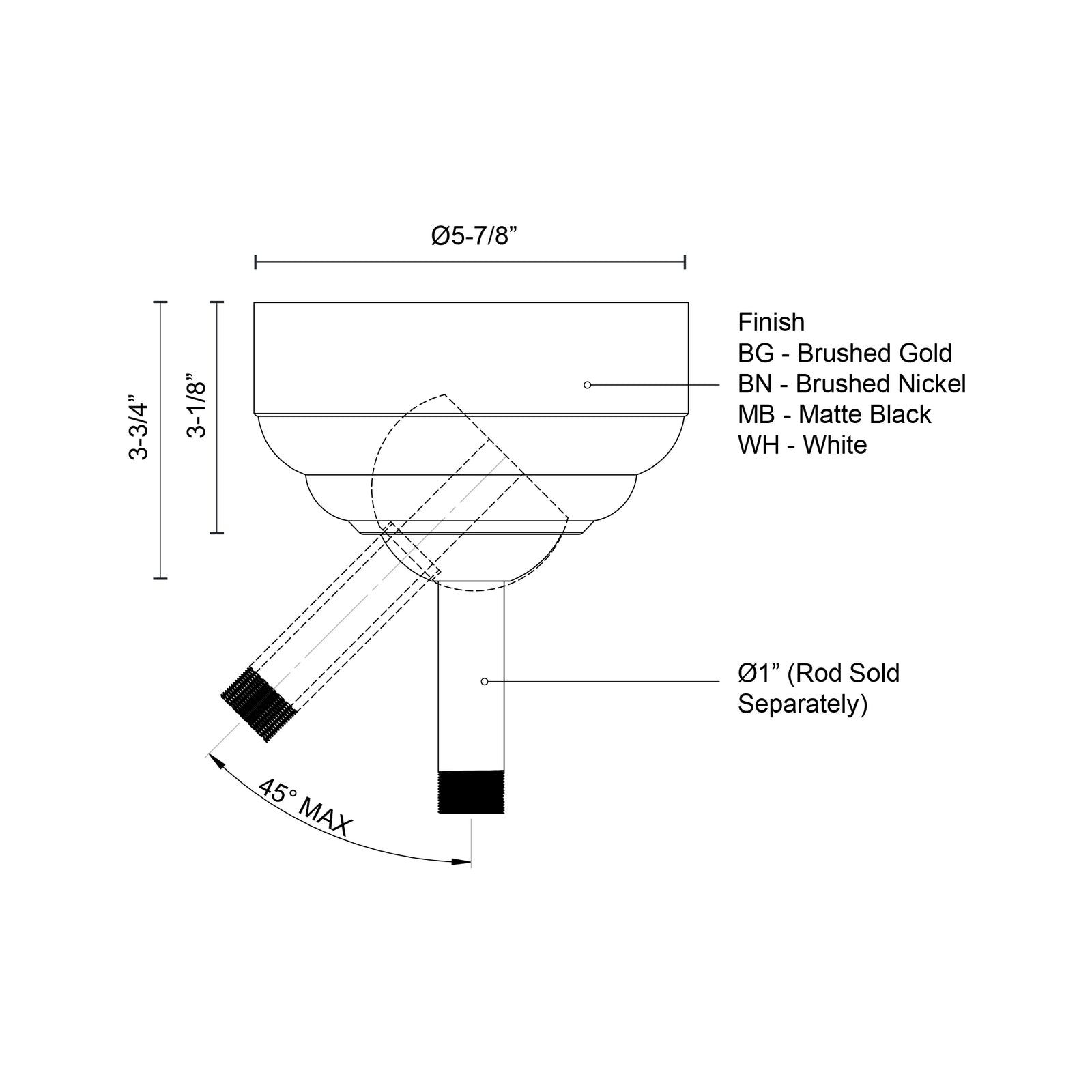 Fan Ceiling Adaptor Brushed Nickel