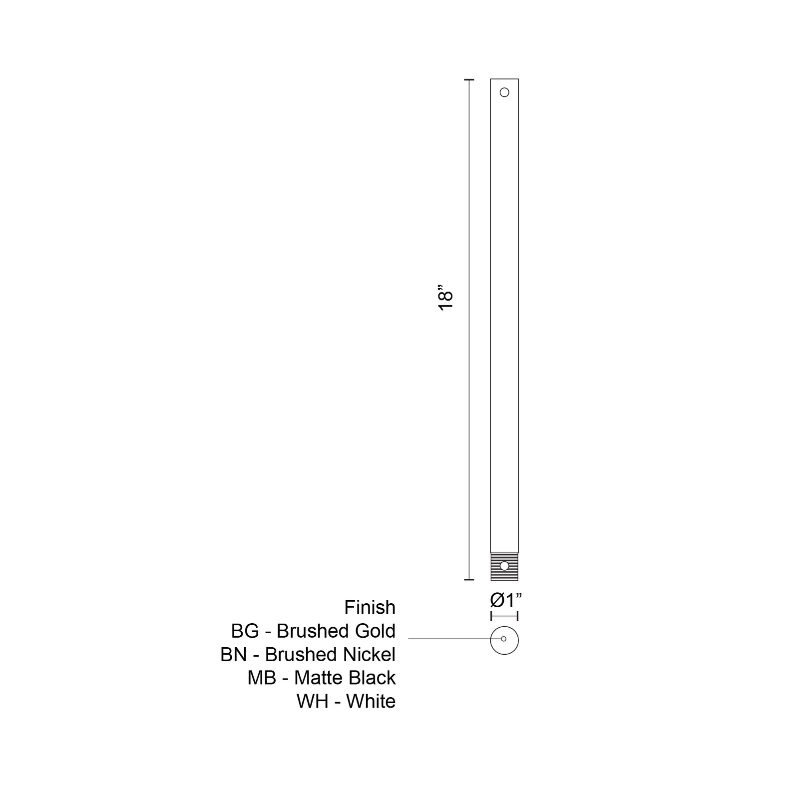 Fan Downrod 18-in White