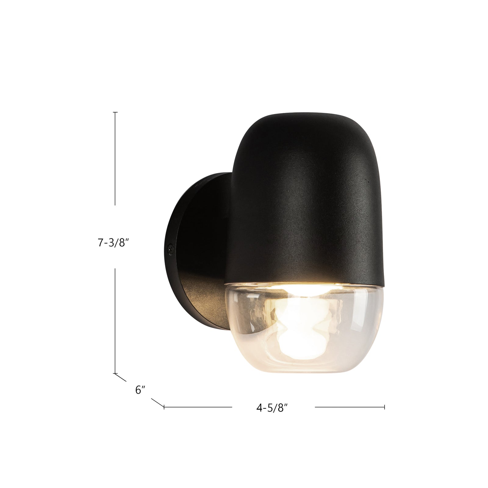 Yara 4-in Black/Clear Glass LED Exterior Wall