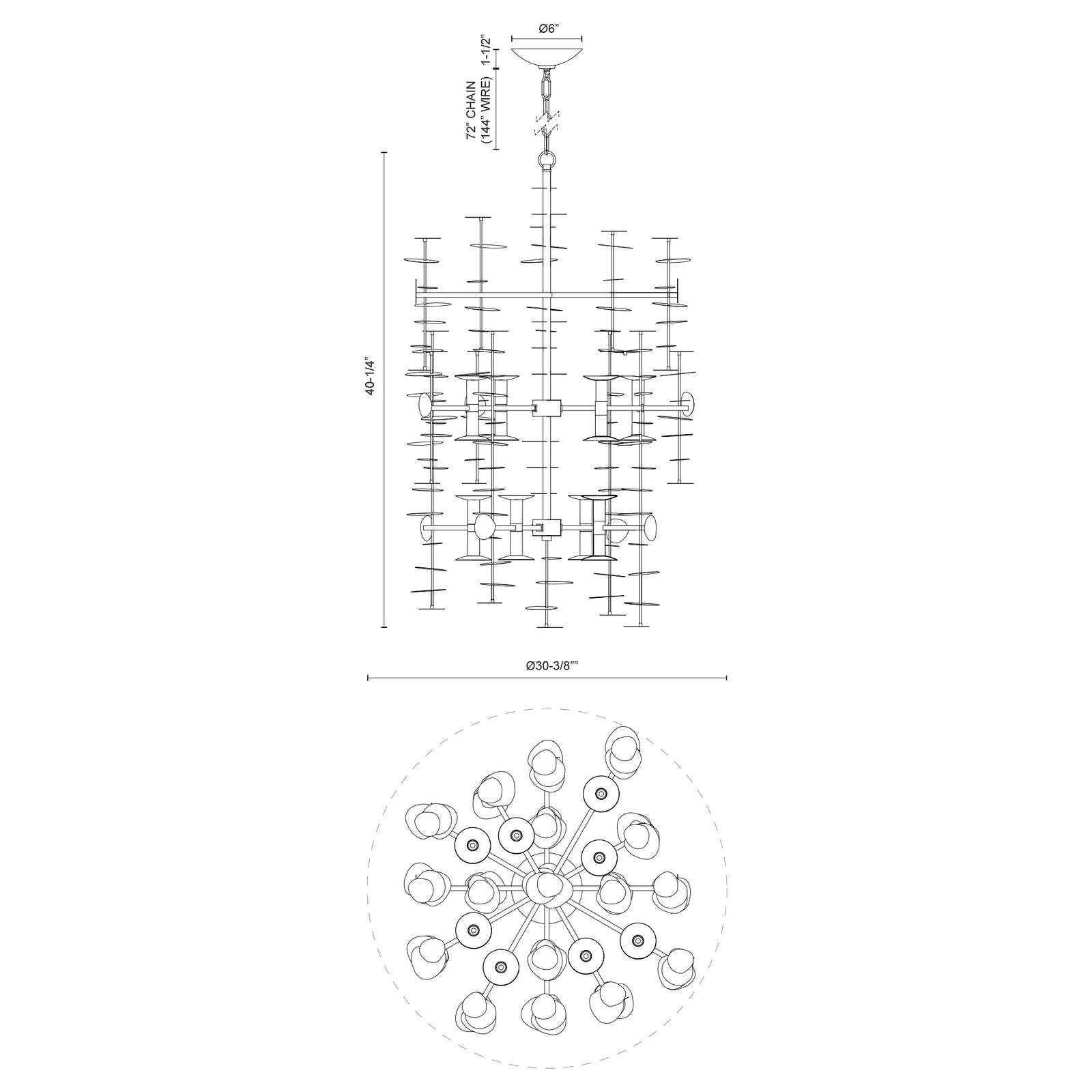 Yukari 41-in Matte White 16 Lights Chandeliers