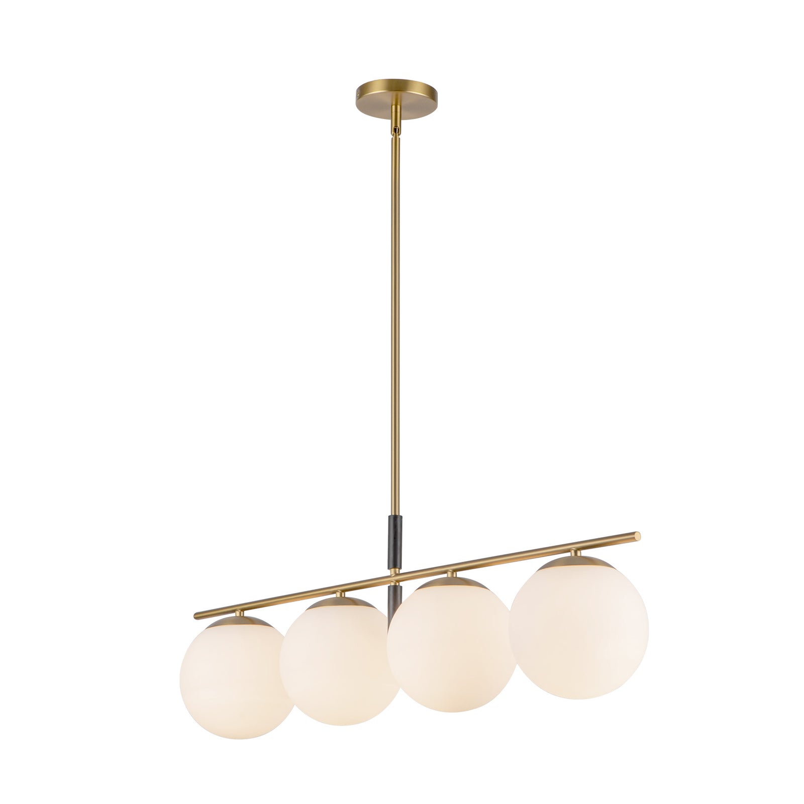 Zuri 37-in Brushed Gold/Opal Glass Socket Linear Pendant