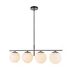 Zuri 37-in Matte Black/Opal Glass Socket Linear Pendant