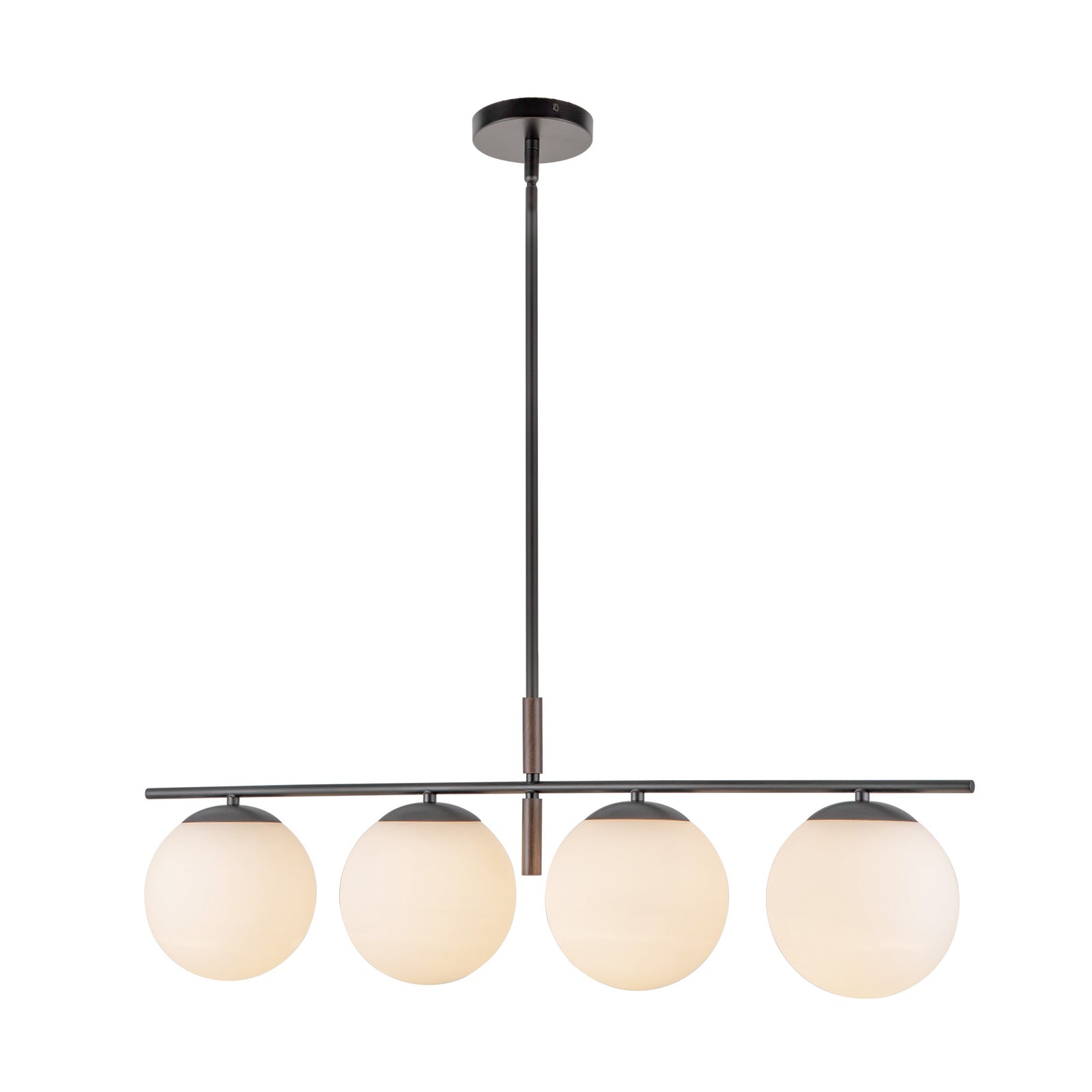 Zuri 37-in Matte Black/Opal Glass Socket Linear Pendant