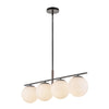 Zuri 37-in Matte Black/Opal Glass Socket Linear Pendant