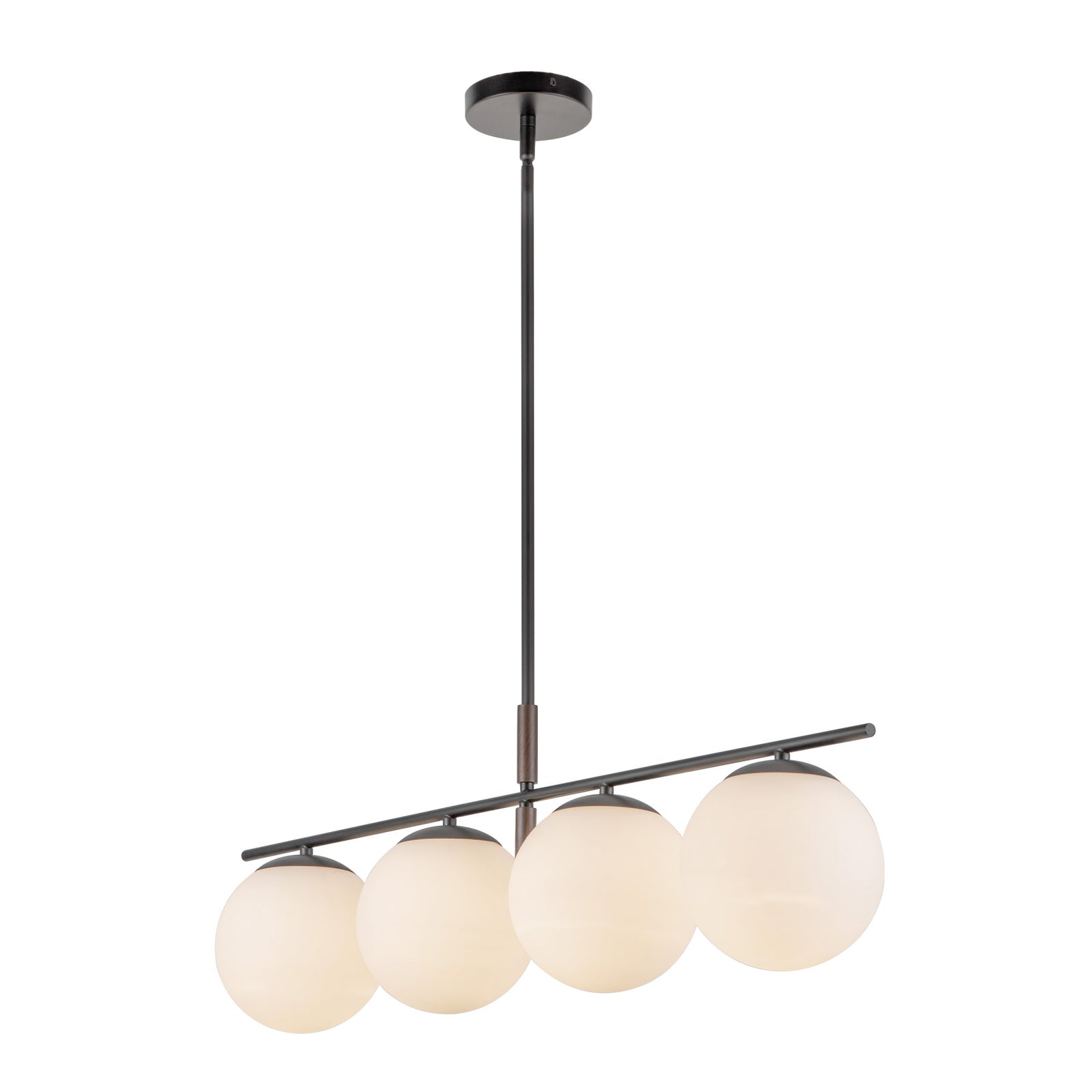 Zuri 37-in Matte Black/Opal Glass Socket Linear Pendant