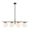 Zuri 37-in Matte Black/Opal Glass Socket Linear Pendant