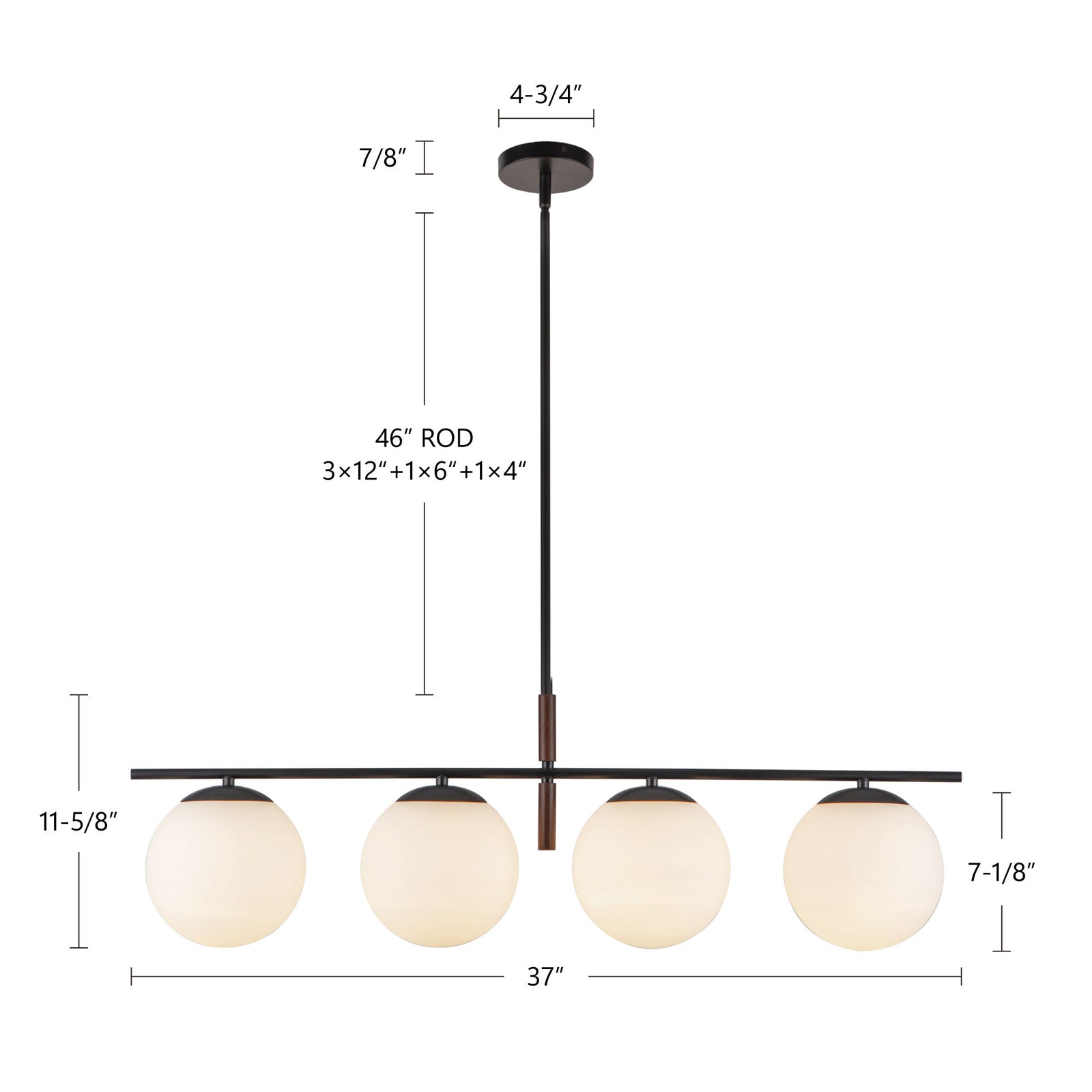 Zuri 37-in Brushed Gold/Opal Glass Socket Linear Pendant