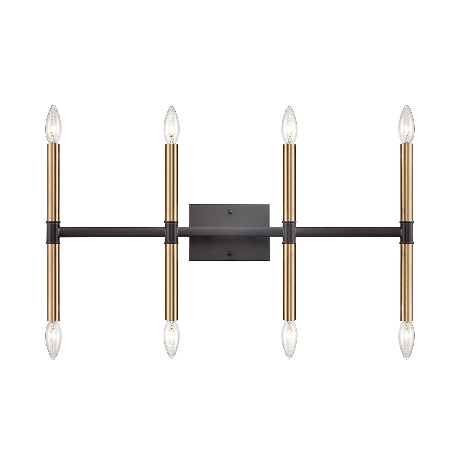 Notre Dame 13'' High 8-Light Bath Bar - Oil Rubbed Bronze and Gold