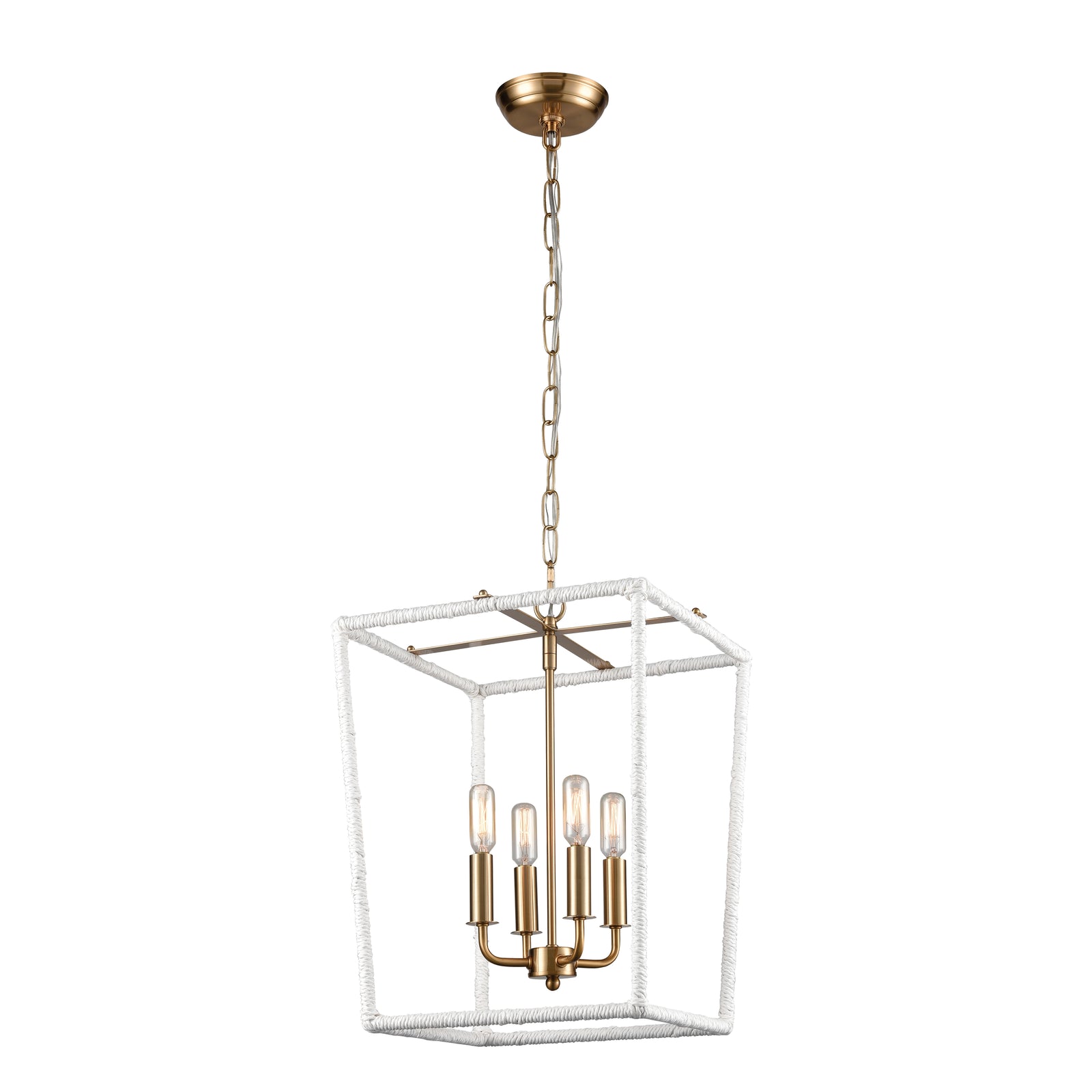 Kingdom 14'' Wide 4-Light Pendant - Aged Brass with White