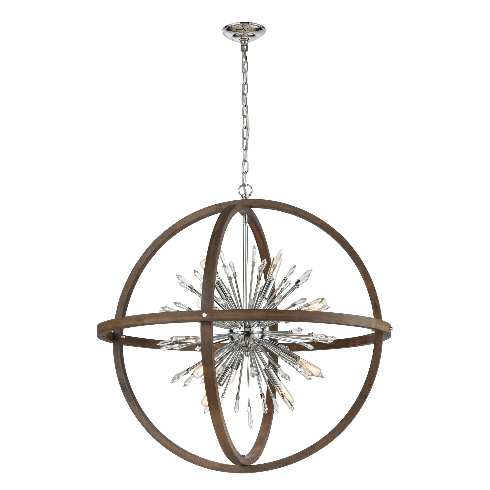 Morning Star 19.5'' Wide 6-Light Chandelier - Aged Fir with Chrome