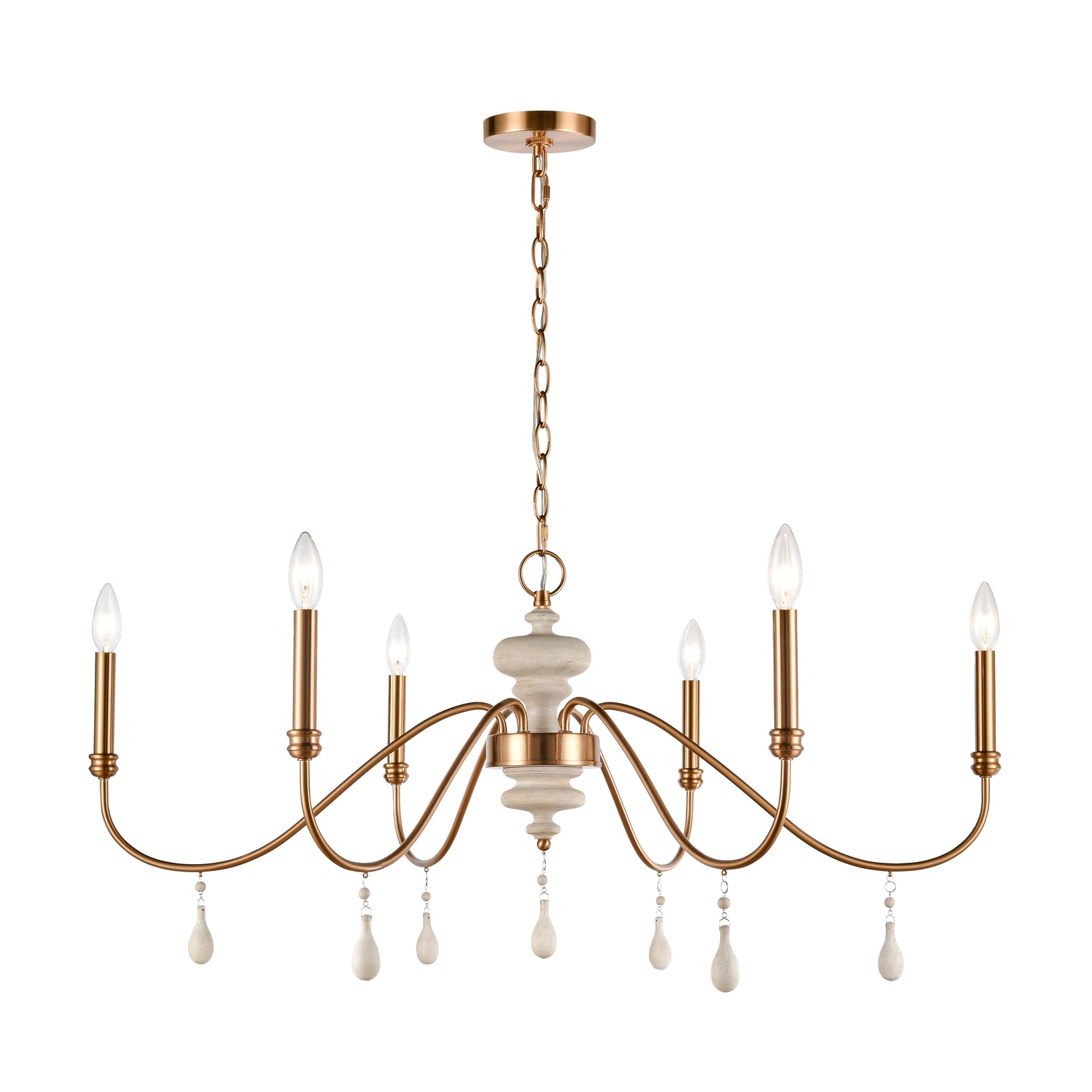 French Connection 38'' Wide 6-Light Chandelier - Satin Brass